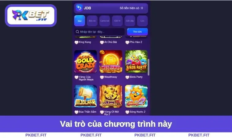 Đại Lý PKBET 1 Vai trò của chương trình này